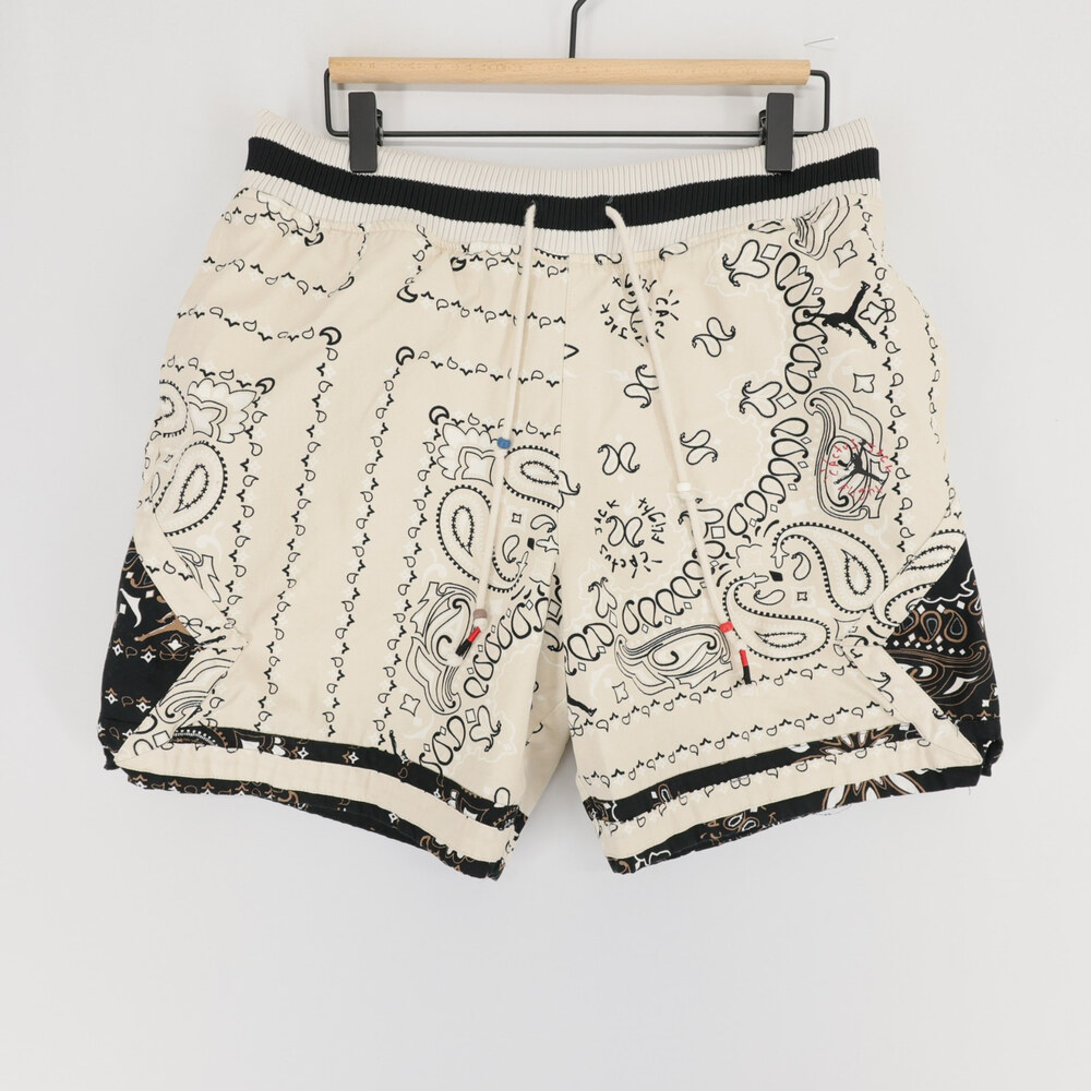 Jordan Travis Scott Shorts Mens M Beige Paisley Bandana Cactus Jack Drawstring